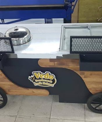 Réalisation Stockresto Caravan Maroc - Café - Snack - Crêpière - Street Food - 43-Réalisation Chariot Électrique à Café Moderne En Bois